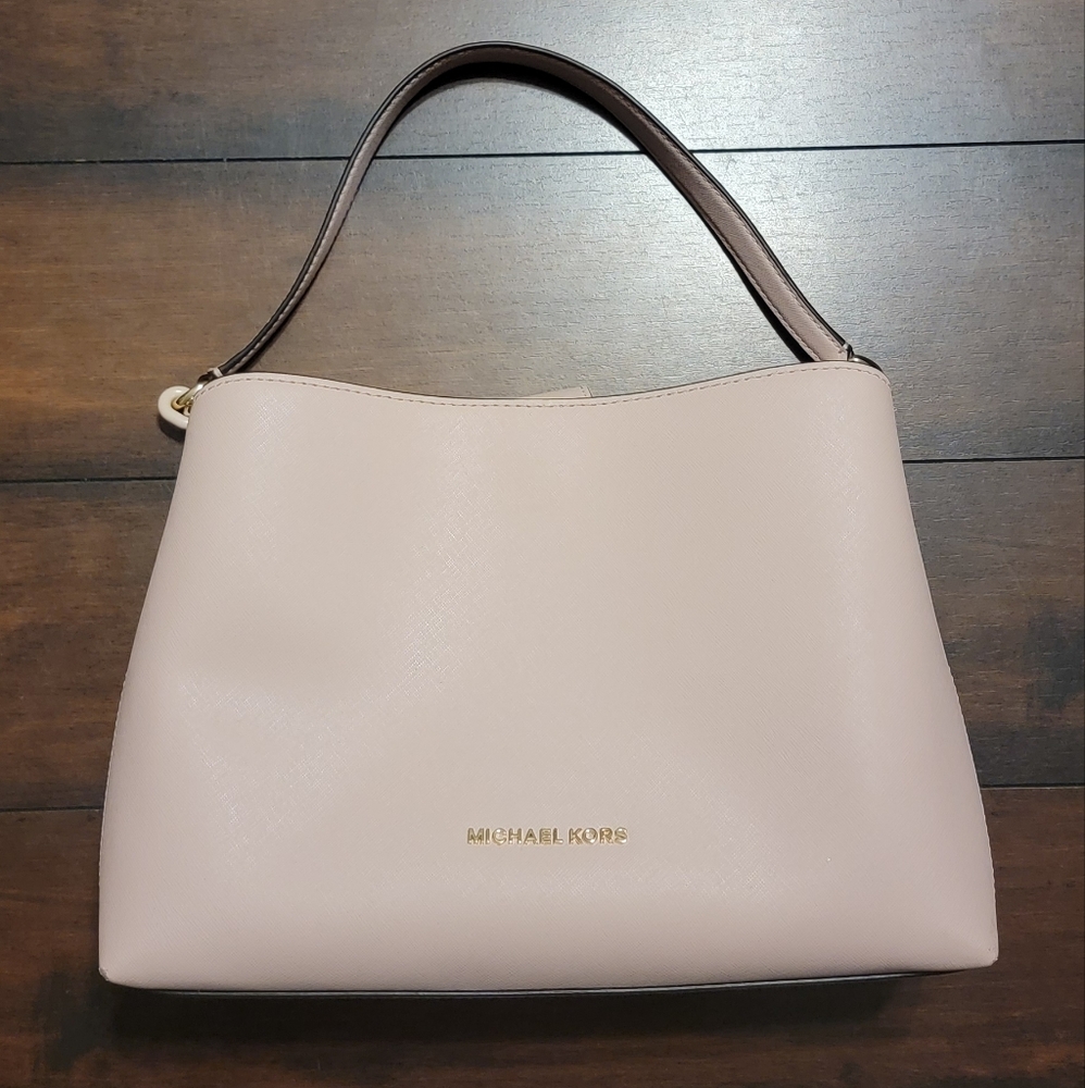 Michael Kors Signature Women's Leather Tote Bag Pink Beige